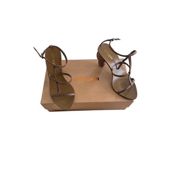 Cult Gaia T Strap Sandals Raphia Spere Heels Size 35